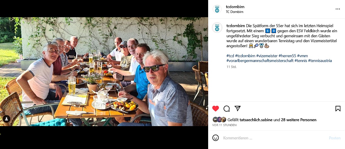 Der TCD berichtet �ber die Sp�tform der Herren 55 gegen den ESV Feldkirch