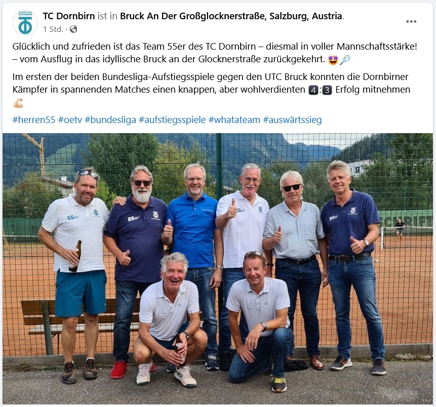 Der TC Dornbirn Facebook-Eintrag