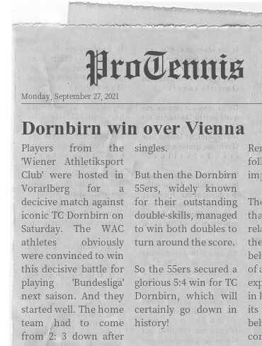 Filzi - die Tageszeitung nicht nur f�r den Tennissport im TC Dornbirn